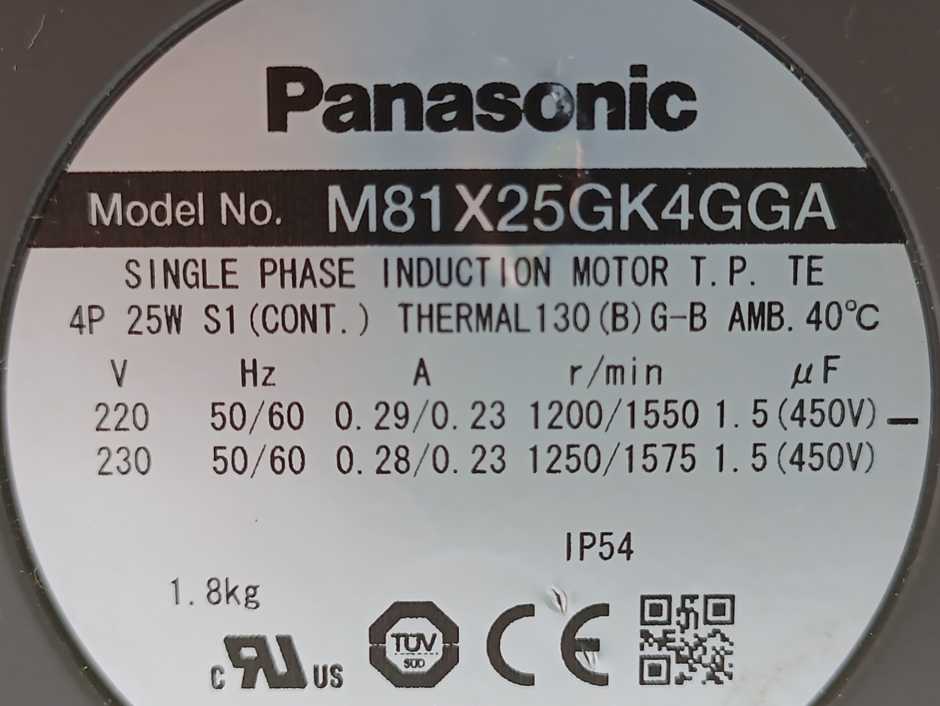Panasonic  M81X25GK4GGA 25W 1-Phase Induction Motor GETINGE Autoclave Spareparts