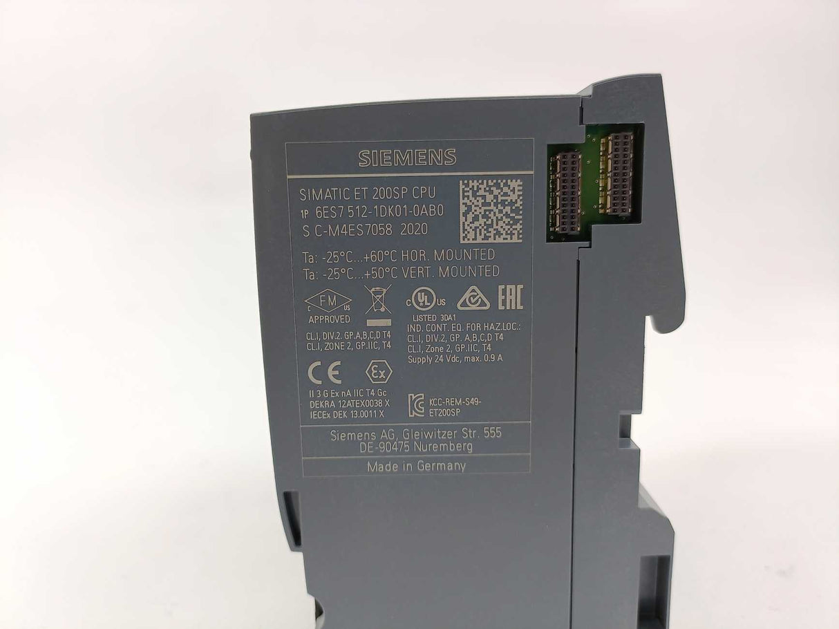 Siemens 6ES7512-1DK01-0AB0 SIMATIC ET 200SP CPU w/ 6ES7193-6AF00-0AA0
