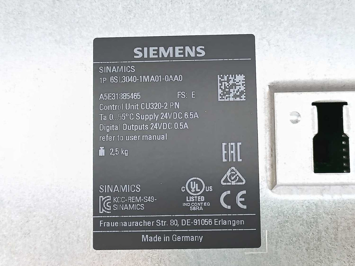 Siemens 6SL3040-1MA01-0AA0 Control Unit CU320-2 PN
