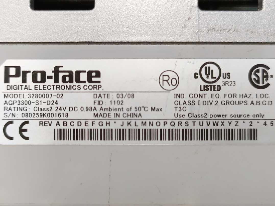 Pro-Face 3280007-02 Touch Screen Graphic Panel, screen is defective.