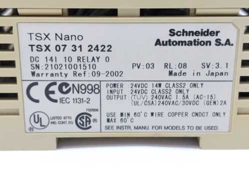 Schneider Automation TSX 07312422 DC 14I 10 Relay 0, not tested