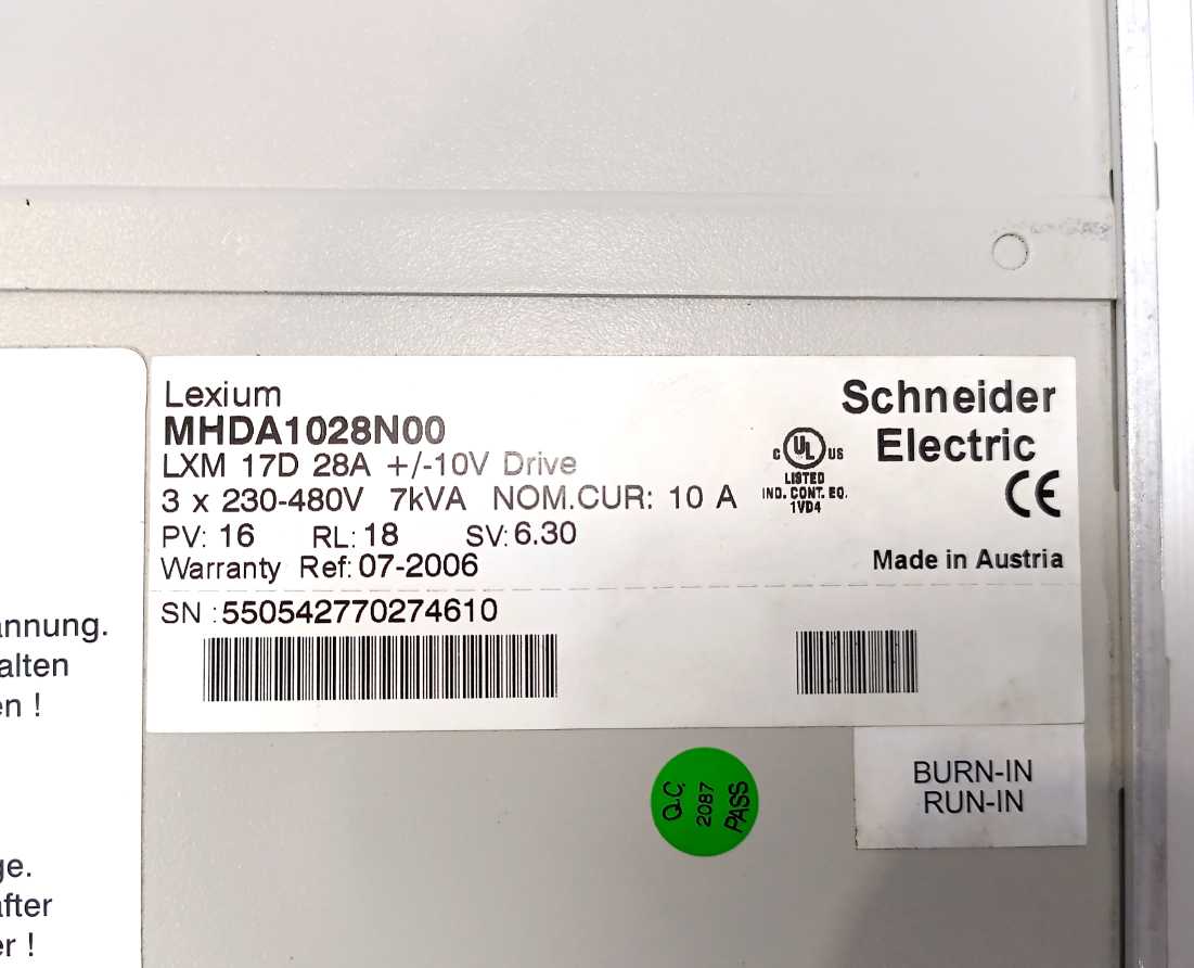 Schneider Automation MHDA1028N00 Lexium 17D Drive 3x 230-480V 7kVA