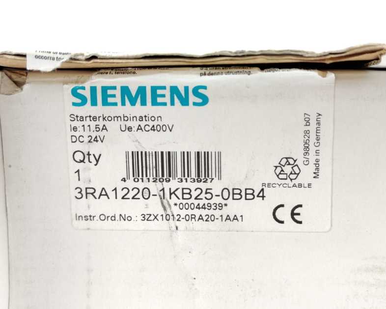 Siemens 3RA1220-1KB25-0BB4 Starter Combination for Reversing