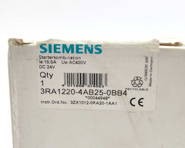 Siemens 3RA1220-4AB25-0BB4 Starter Combination for Reversing