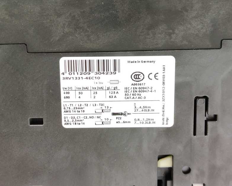 Siemens 3RV1331-4EC10 Circuit breaker size S2 For starter combination