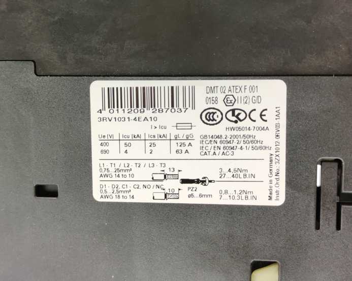 Siemens 3RV1031-4EA10 SIRUS Circuit Breaker