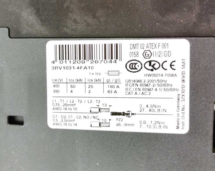 Siemens 3RV1031-4FA10 SIRIUS Circuit Breaker