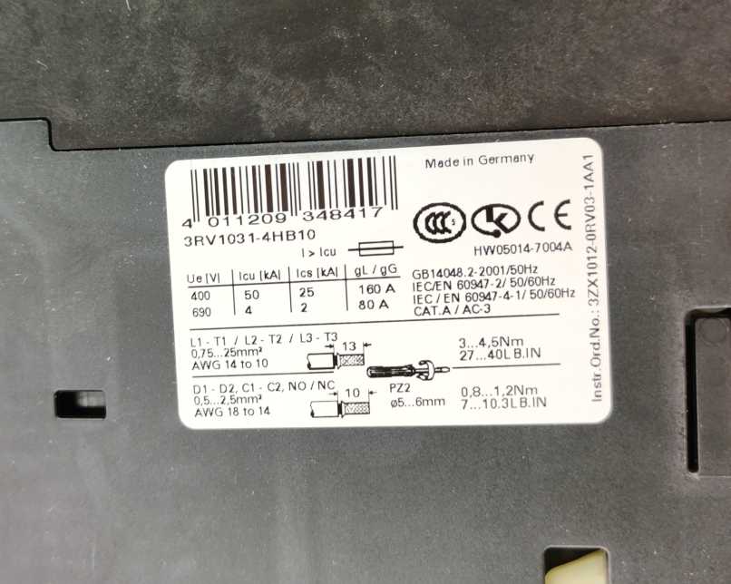 Siemens 3RV1031-4HB10 SIRUS Circuit Breaker