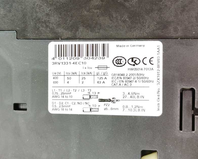 Siemens 3RV1331-4EC10 SIRUS Circuit Breaker