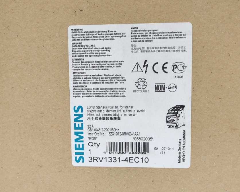 Siemens 3RV1331-4EC10 SIRUS Circuit Breaker