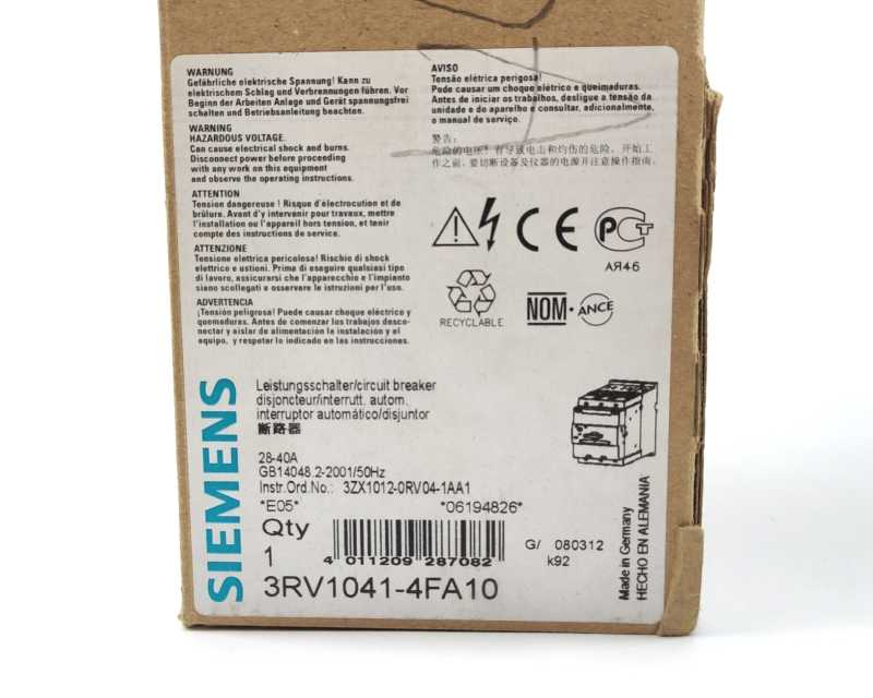 Siemens 3RV1042-4FA10 Circuit Breaker Size S3