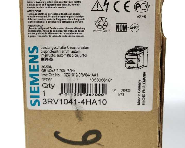 Siemens 3RV1041-4HA10 SIRUS Circuit Breaker