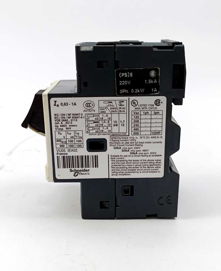 Schneider / Telemecanique GV2-ME05 Motor Circuit Breaker 0.63-1A 034303