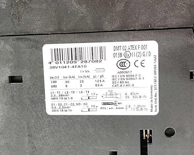 Siemens 3RV1041-4FA10 SIRUS Circuit Breaker