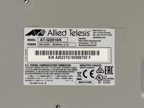 Allied Telesyn AT-GS910/5 5 Port Gigabit Switch