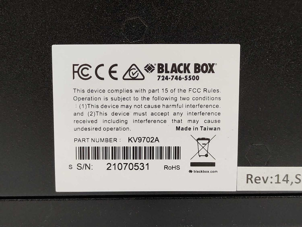 Black Box KV9702A 2 Port Displayport KVM Switching With Audio + USB