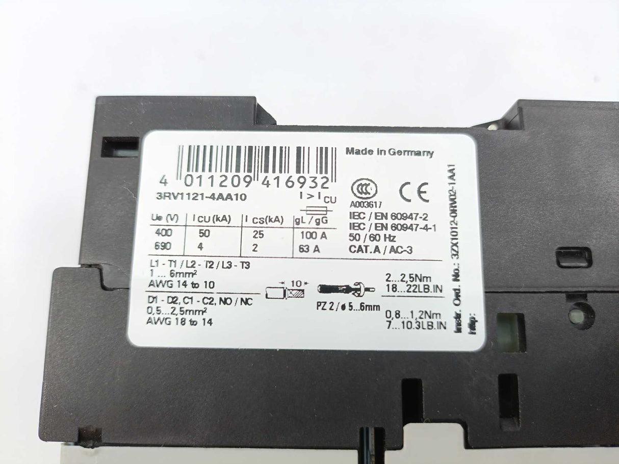 Siemens 3RV1121-4AA10 Circuit Breaker