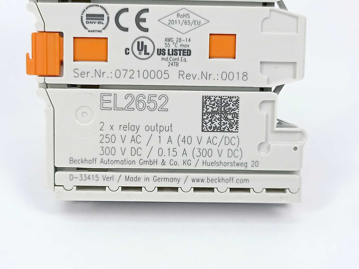 Beckhoff EL2652 EtherCAT Terminal, 2-channel relay output