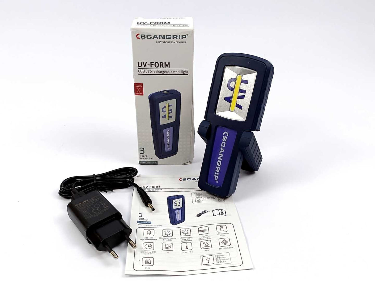 Scangrip 03.5408 UV-FORM Rechargeable LED work light with UV-light on top