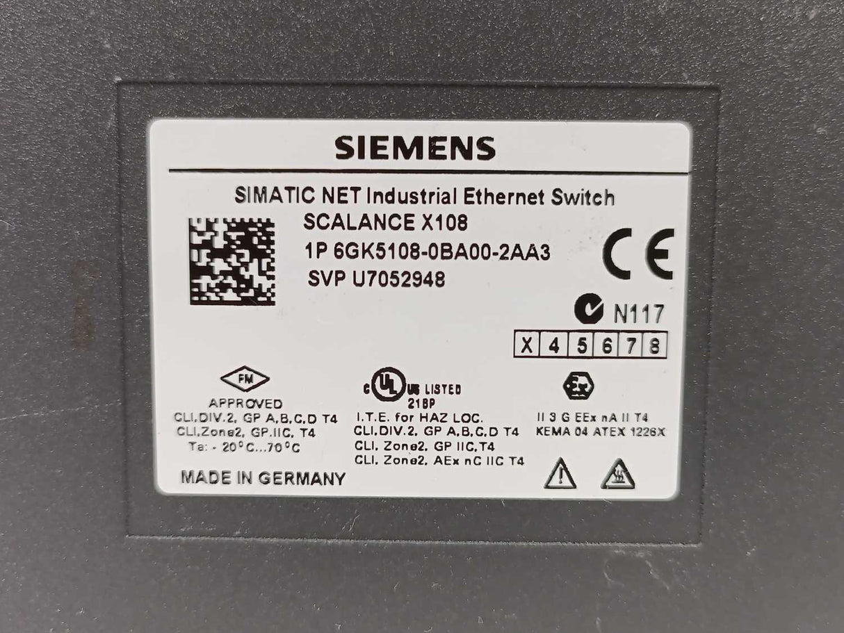 Siemens 6GK5108-0BA00-2AA3 SIMATIC NET Industrial Ethernet Switch