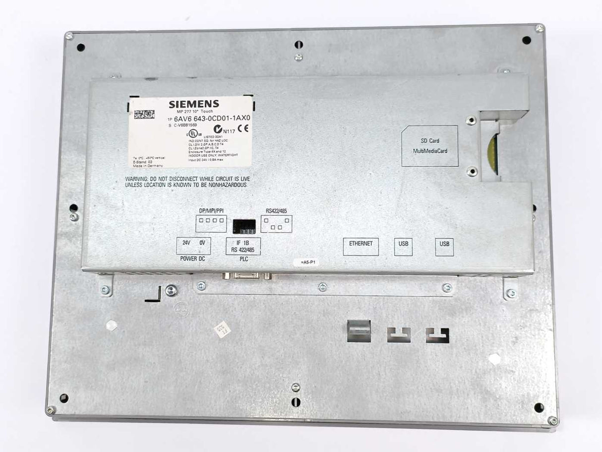 Siemens 6AV6 643-0CD01-1AX0 SIMATIC MULTI PANEL 277 10" Touch