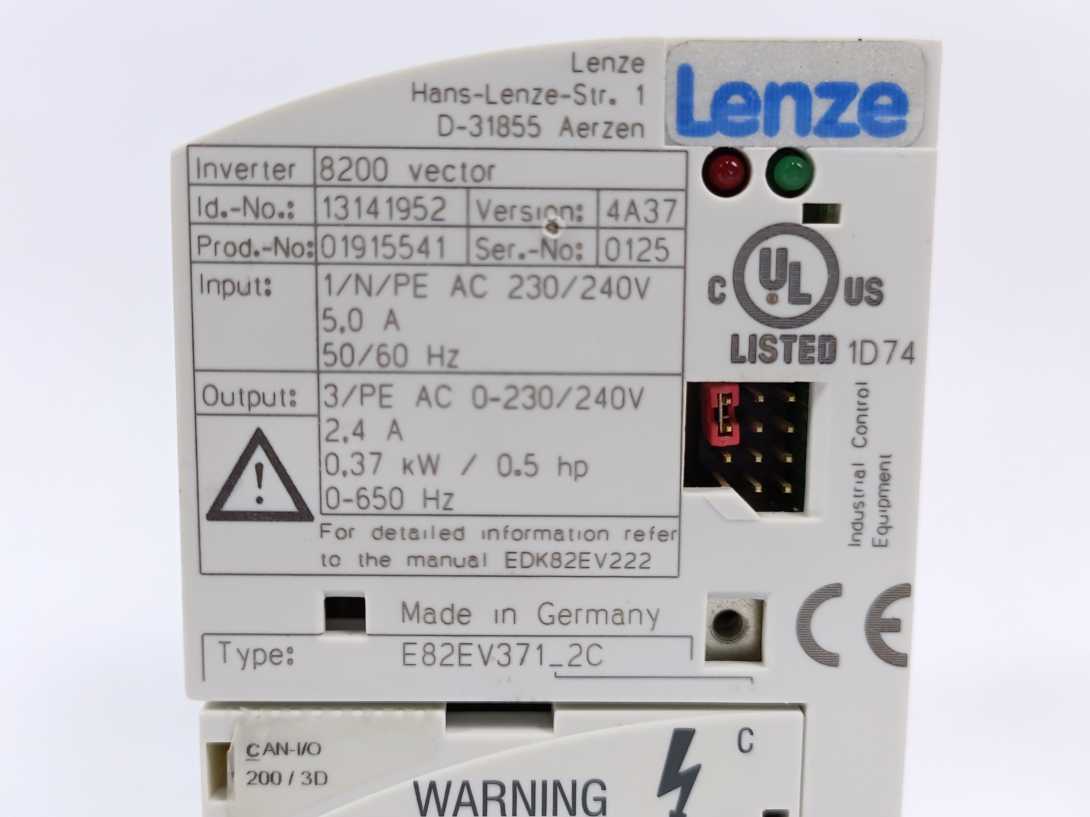 LENZE E82EV371C2C Inverter Drive E82EV371K2C + E82ZAFSC100