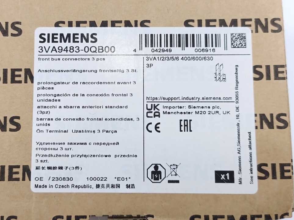 Siemens 3VA9483-0QB00 3-piece Bus Connector