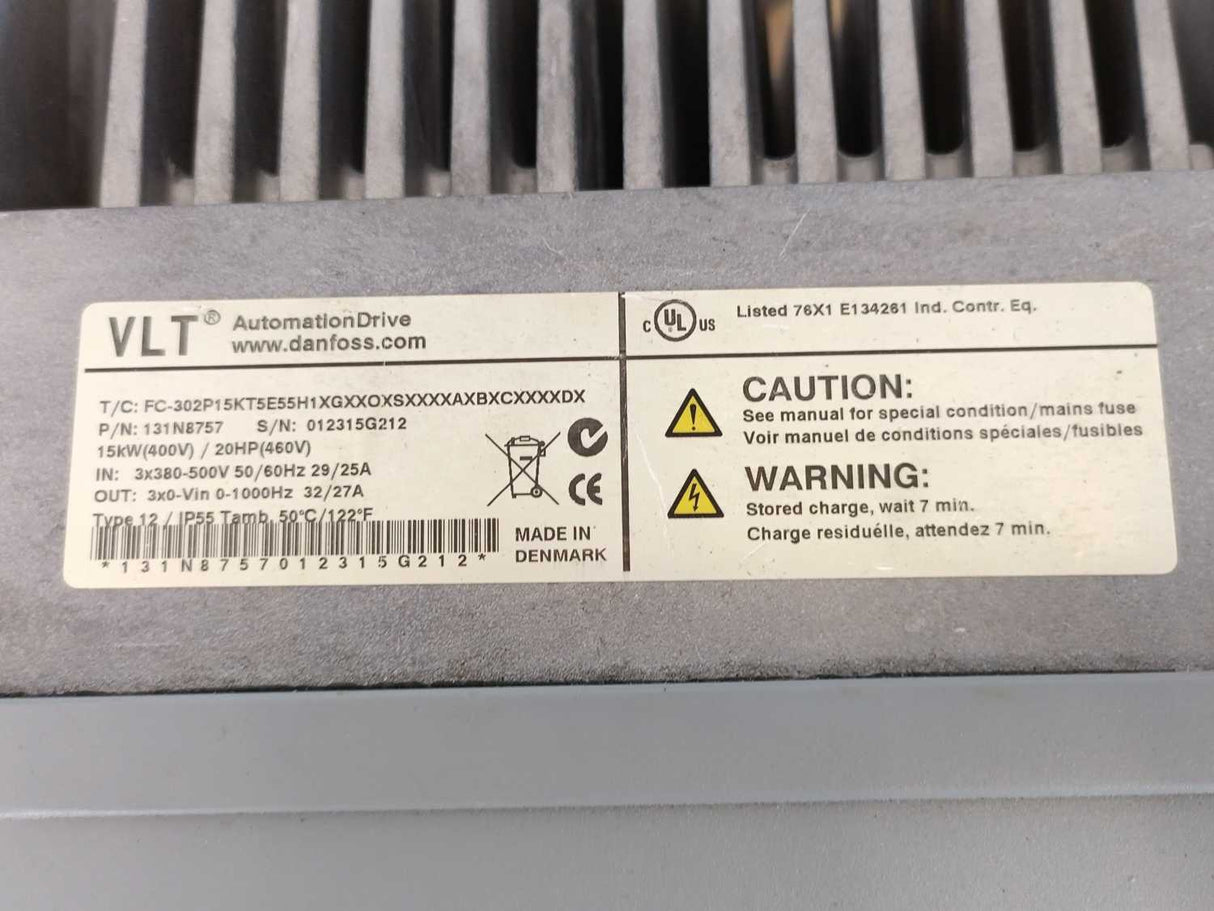 Danfoss 131N8757 FC-302P15KT5E55H1 VLT Frequency Converter