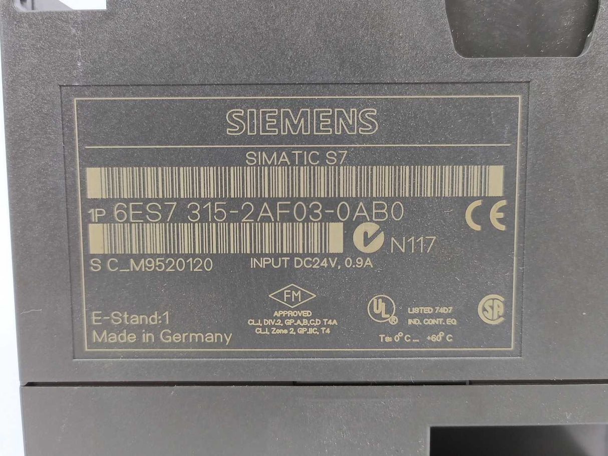 Siemens 6ES7315-2AF03-0AB0 Simatic S7-300 CPU315-2 DP