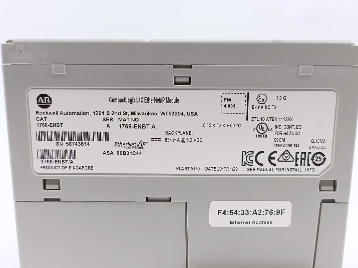 AB 1768-ENBT Communications adapter Ser. A FW 4.005