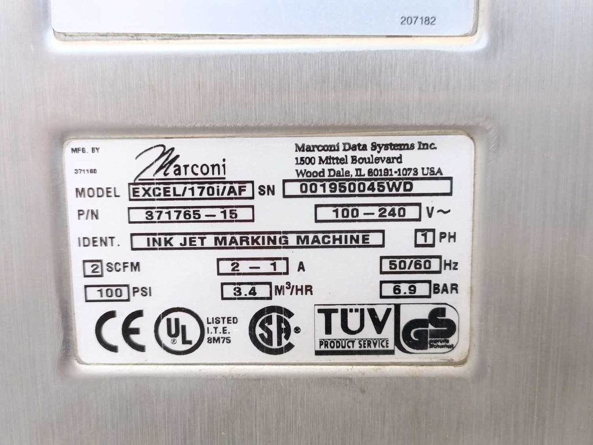 VideoJet Excel 170i AF Ink Jet Marking Machine Spareparts