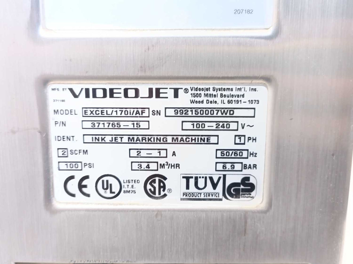 VideoJet Excel 170i AF Ink Jet Marking Machine Spareparts