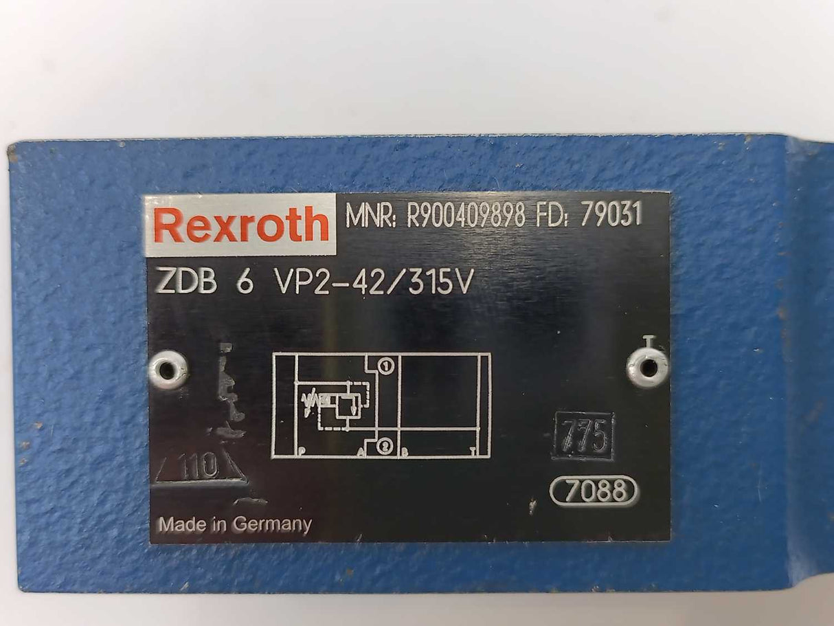 Rexroth R900409898 ZDB 6 VP2-42/315V Hydraulic Pressure Valve