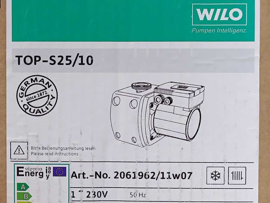 Wilo 2061962 11w7 TOP-S25/10 Pump 230V 50Hz
