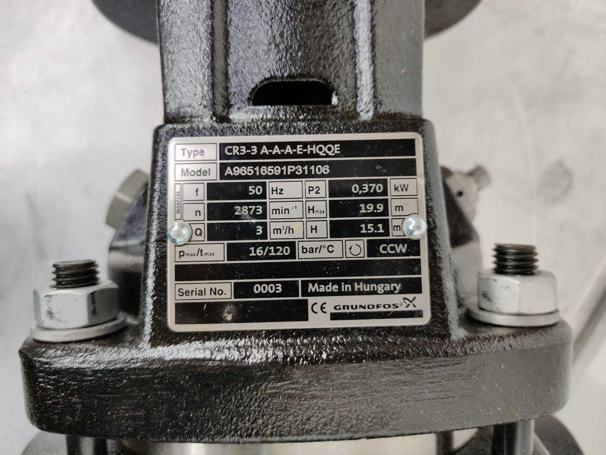 GRUNDFOS 96516591 CR3-3 A-A-A-E-HQQE 0,37kW Pump