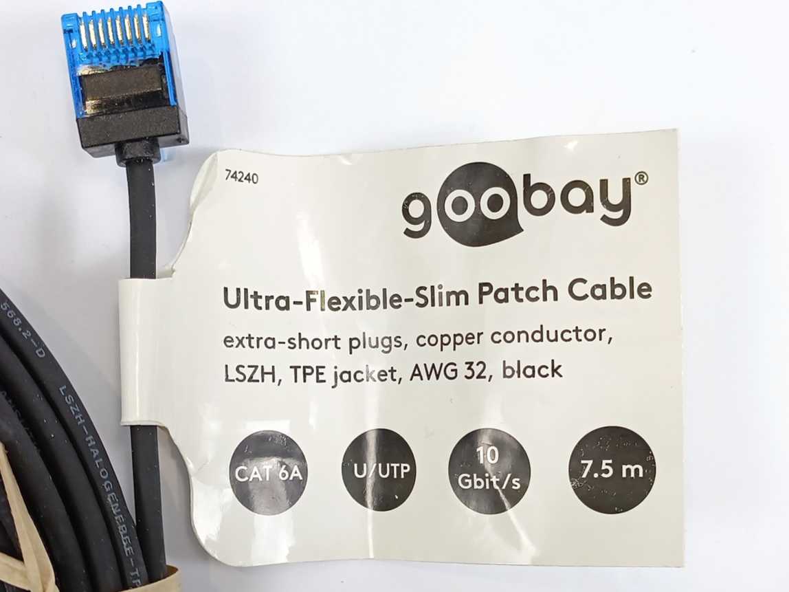 Goobay 74240 Ultra-Flexible-Slim Patch Cable, 7.5m cable, Batch of 8pcs