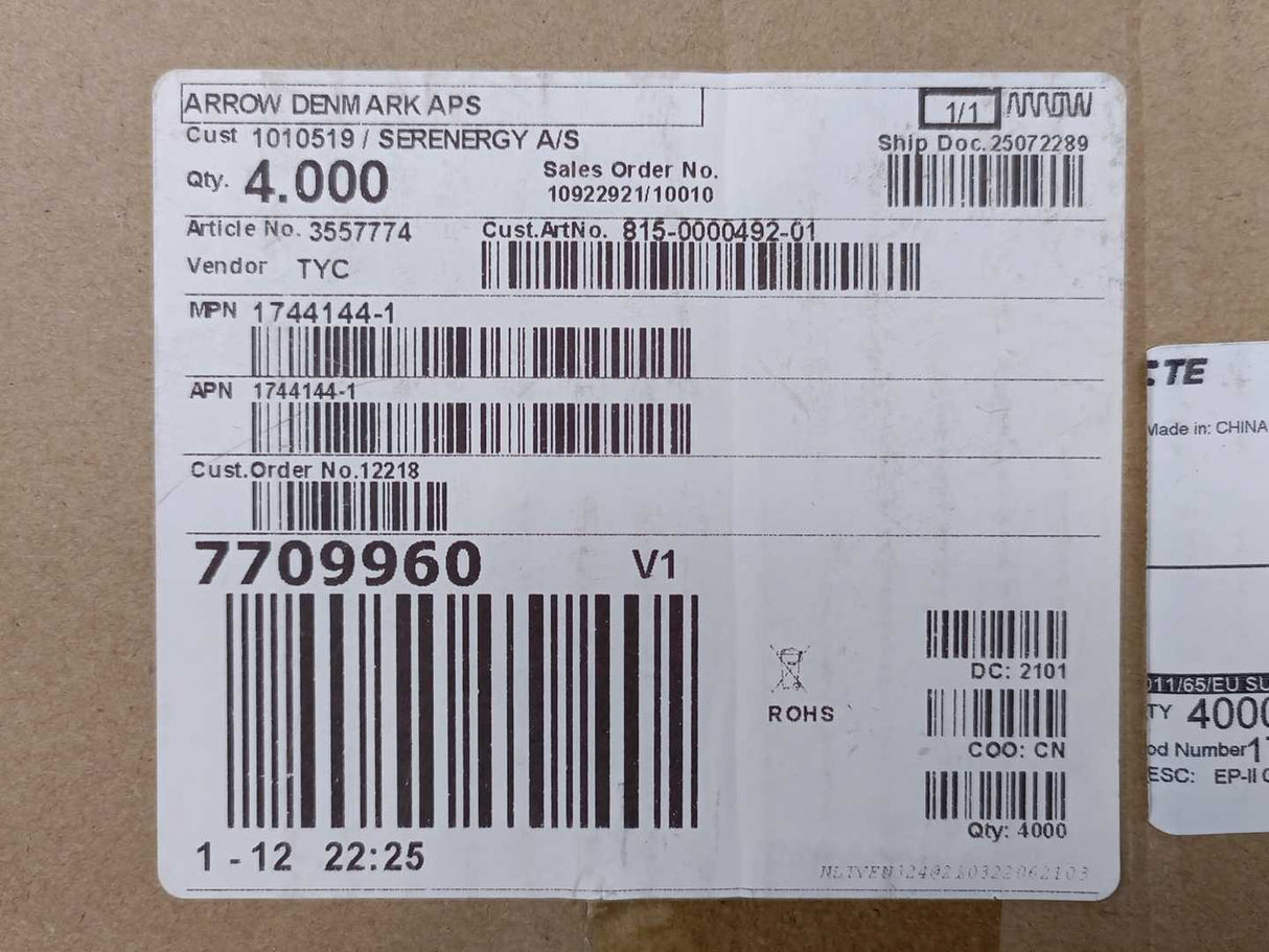 TE Connectivity 1744144-1 EP-II  SocketContact Lanceless 22-18G Approx 3500 pcs