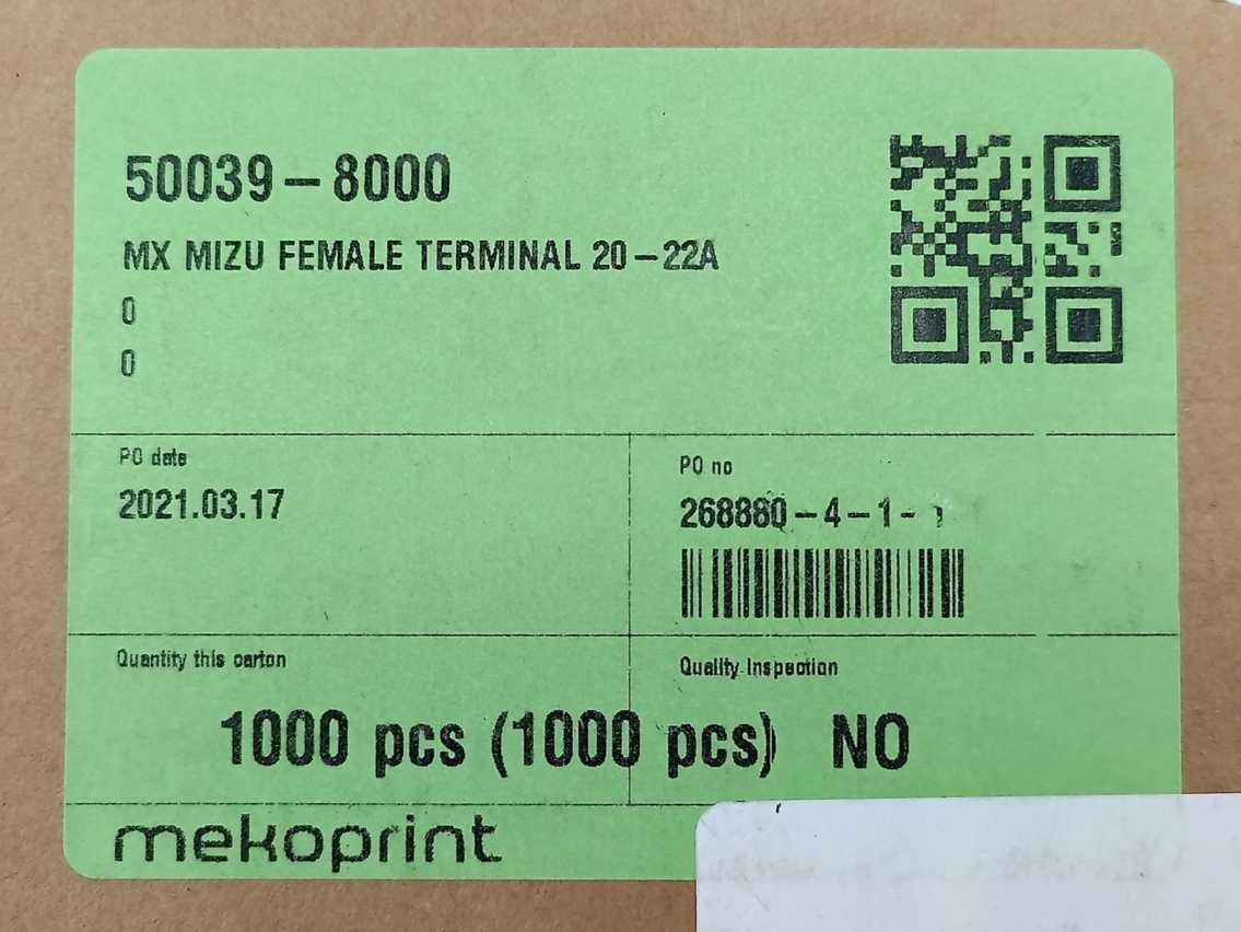 Molex 50039-8000 MX Mizu P25  2.50MM F TERM 20-22A Approx 100 pcs