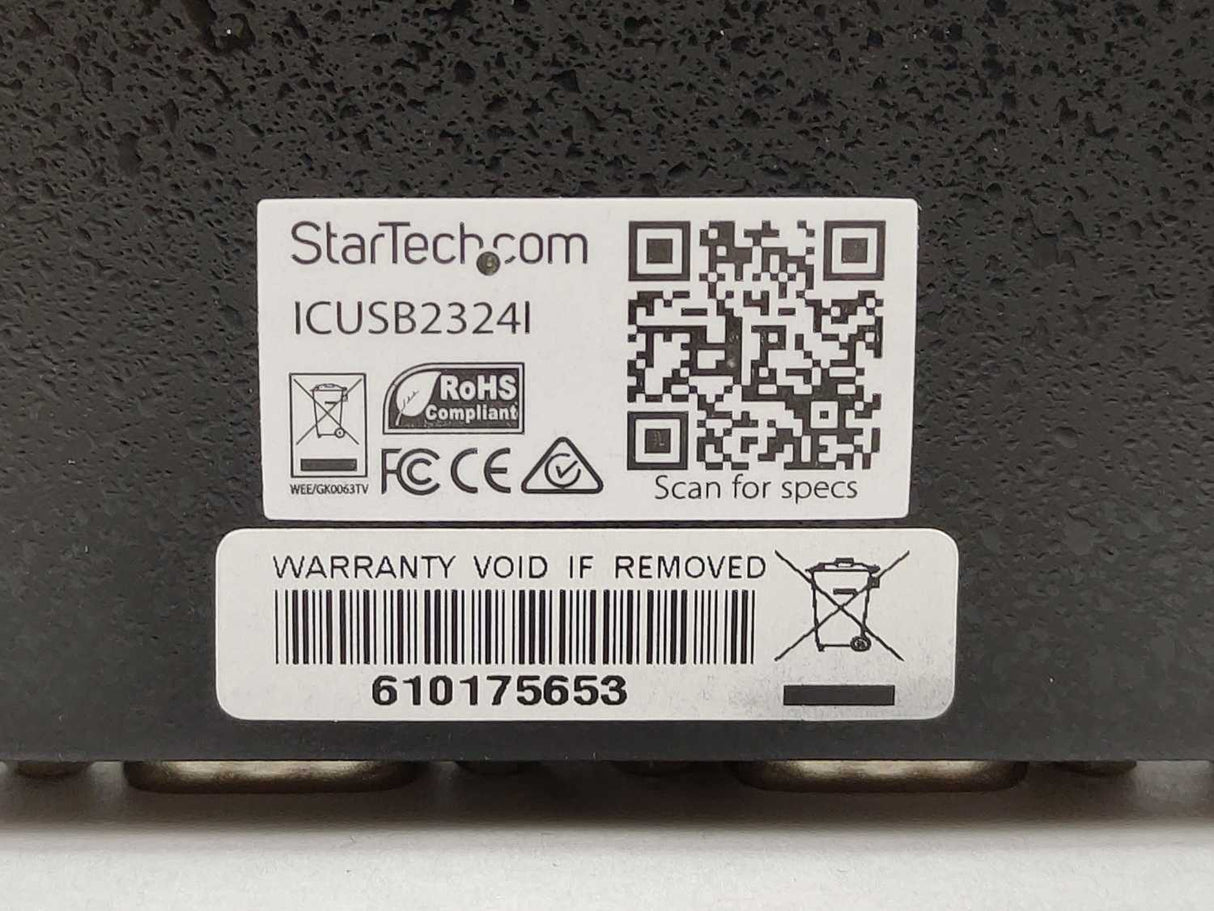 StarTech ICUSB2324I 4 Port USB to DB9 RS232 Serial Adapter Hub