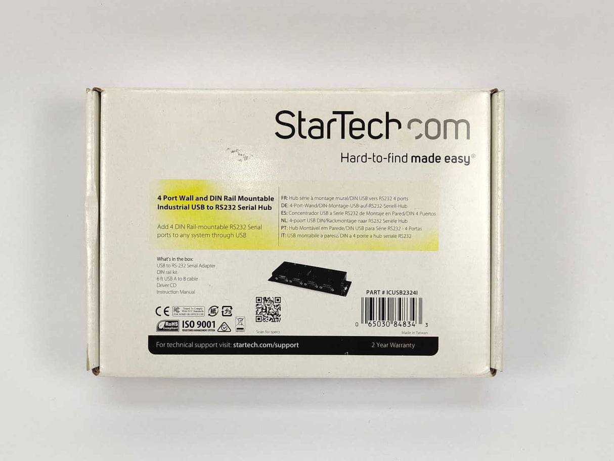 StarTech ICUSB2324I 4 Port USB to DB9 RS232 Serial Adapter Hub