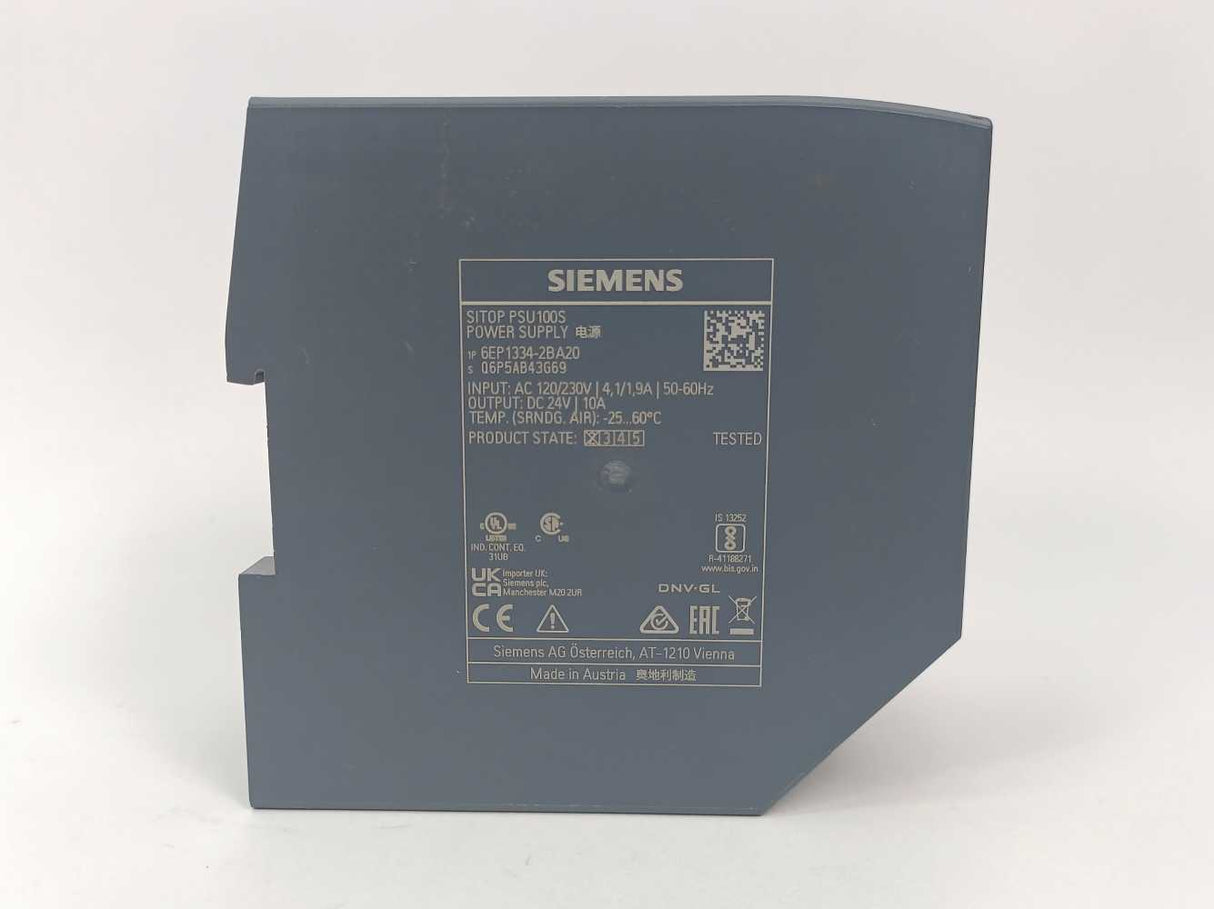 Siemens 6EP1334-2BA20 SITOP PSU100S Power Supply DC 24V/10A