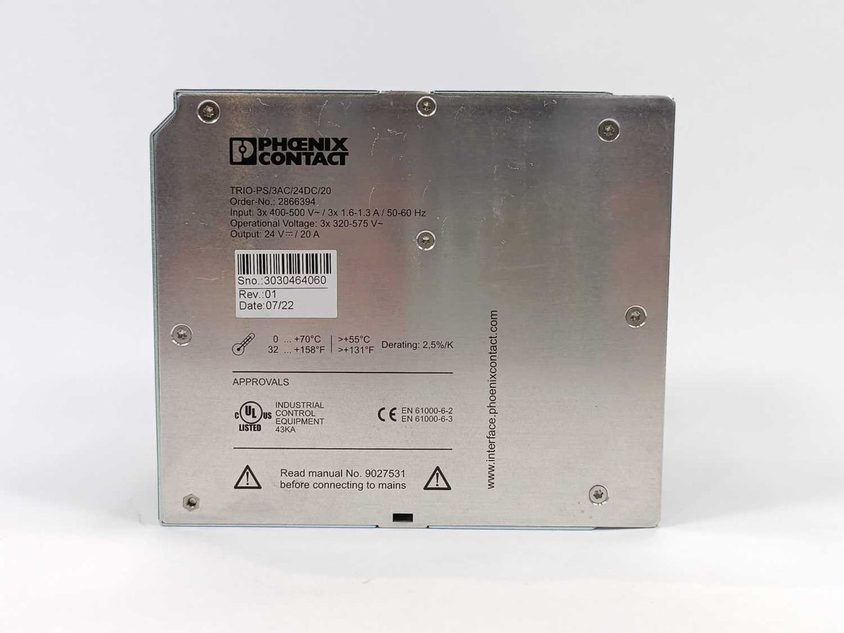 Phoenix Contact 2866394 TRIO-PS/3AC/24DC/20 Power supply