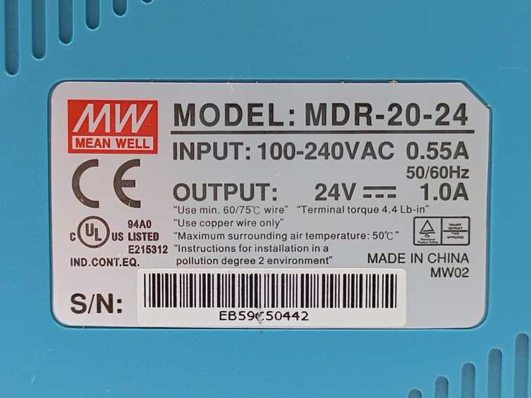 Mean Well MDR-20-24 DIN Rail Power Supply 24V 1A