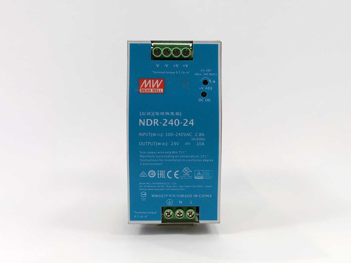 Mean Well NDR-240-24 Industrial DIN Rail Power Supply 24V 10A