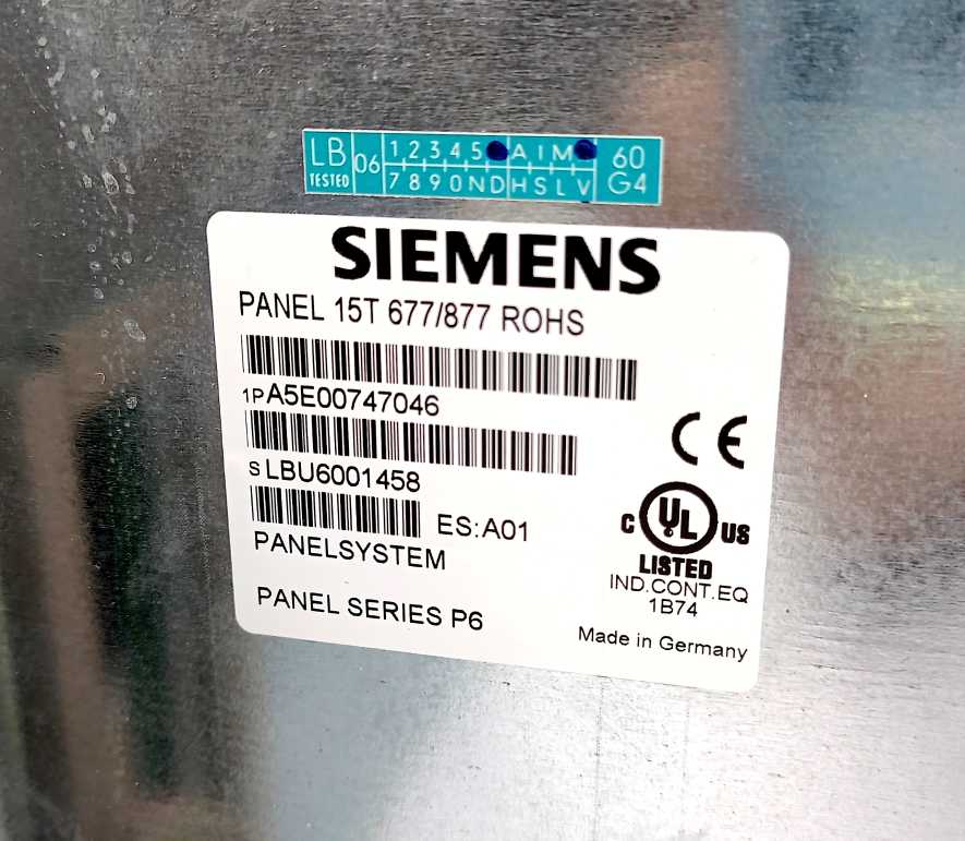 Siemens 6AV7671-1EX01-0BB0 SIMATC Panel PC A5E00747046 Display.