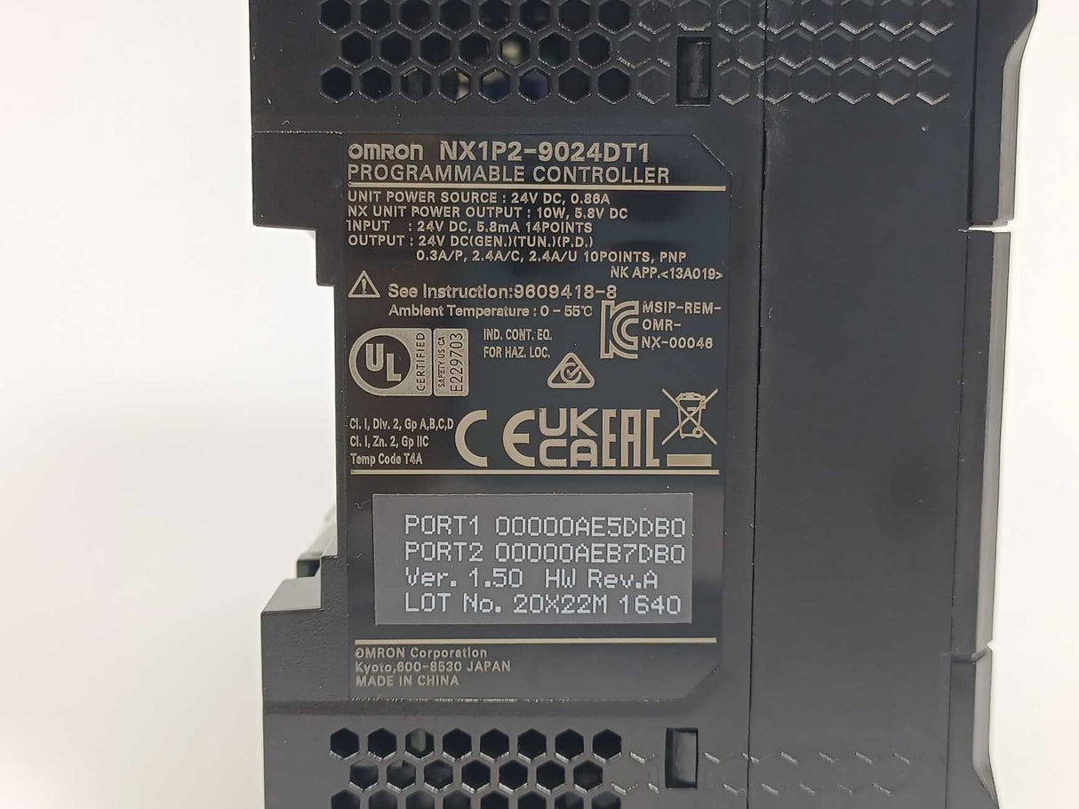 OMRON NX1P2-9024DT1 Programmable Controller, used one time