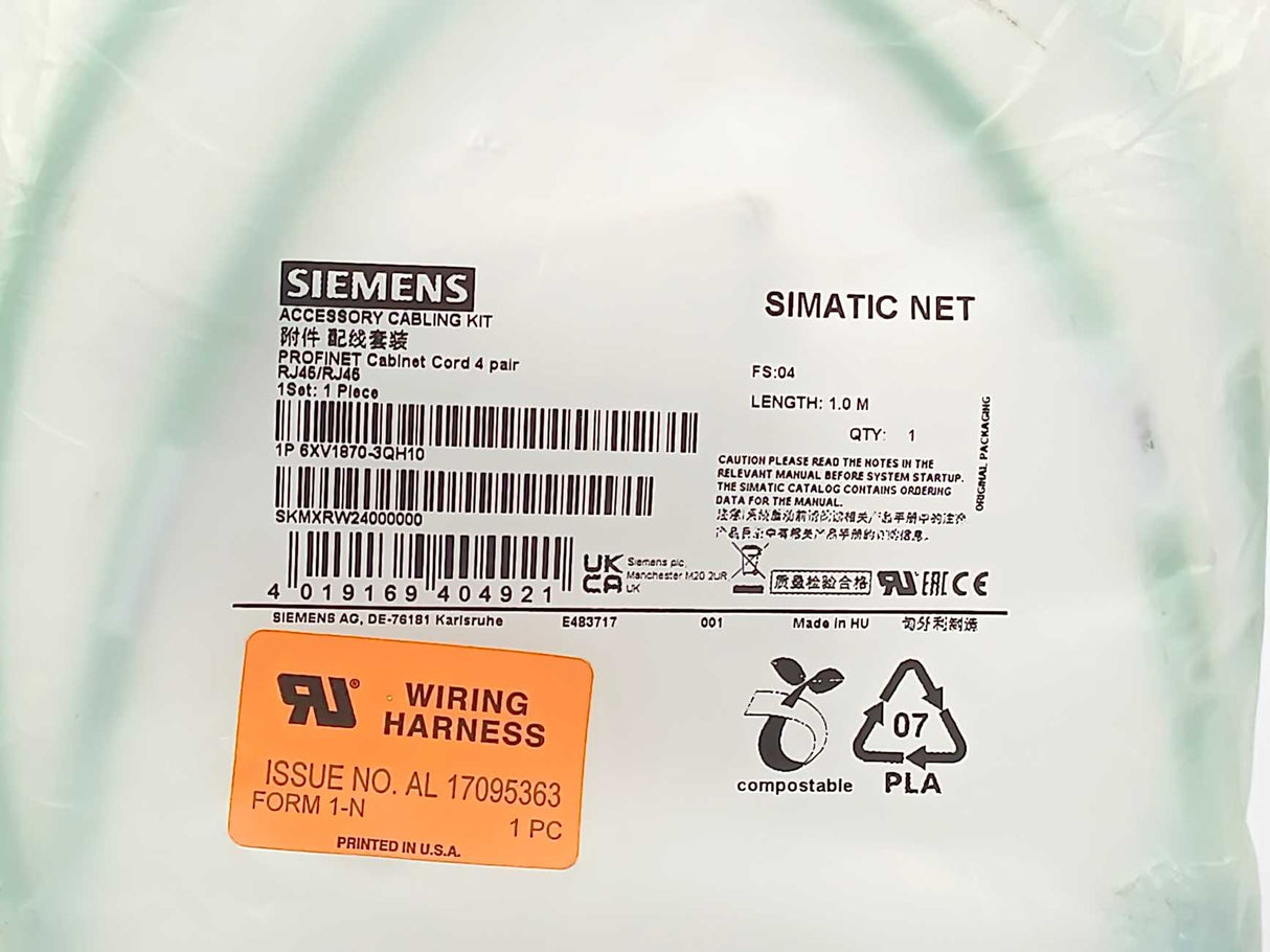 Siemens 6XV1870-3QH10 Industrial Ethernet TP Cord