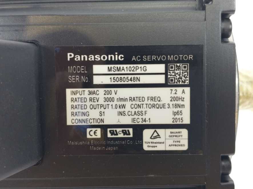 Panasonic MSMA102P1G AC Servo Motor