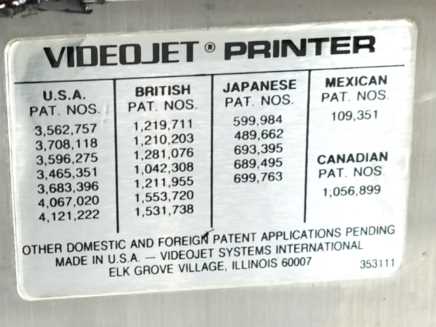 VideoJet EXCEL/170i Ink Jet Marking Machine, 220V, 2A, 50/60Hz, For Spare Parts