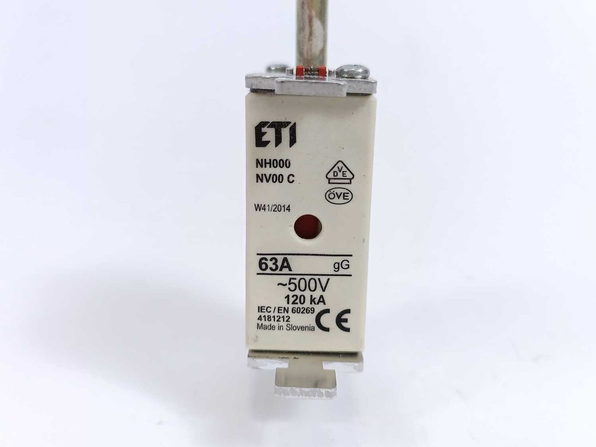 ETI 004181212 Fuse Links 63A 500V NH000 NV00 C 3Pcs.